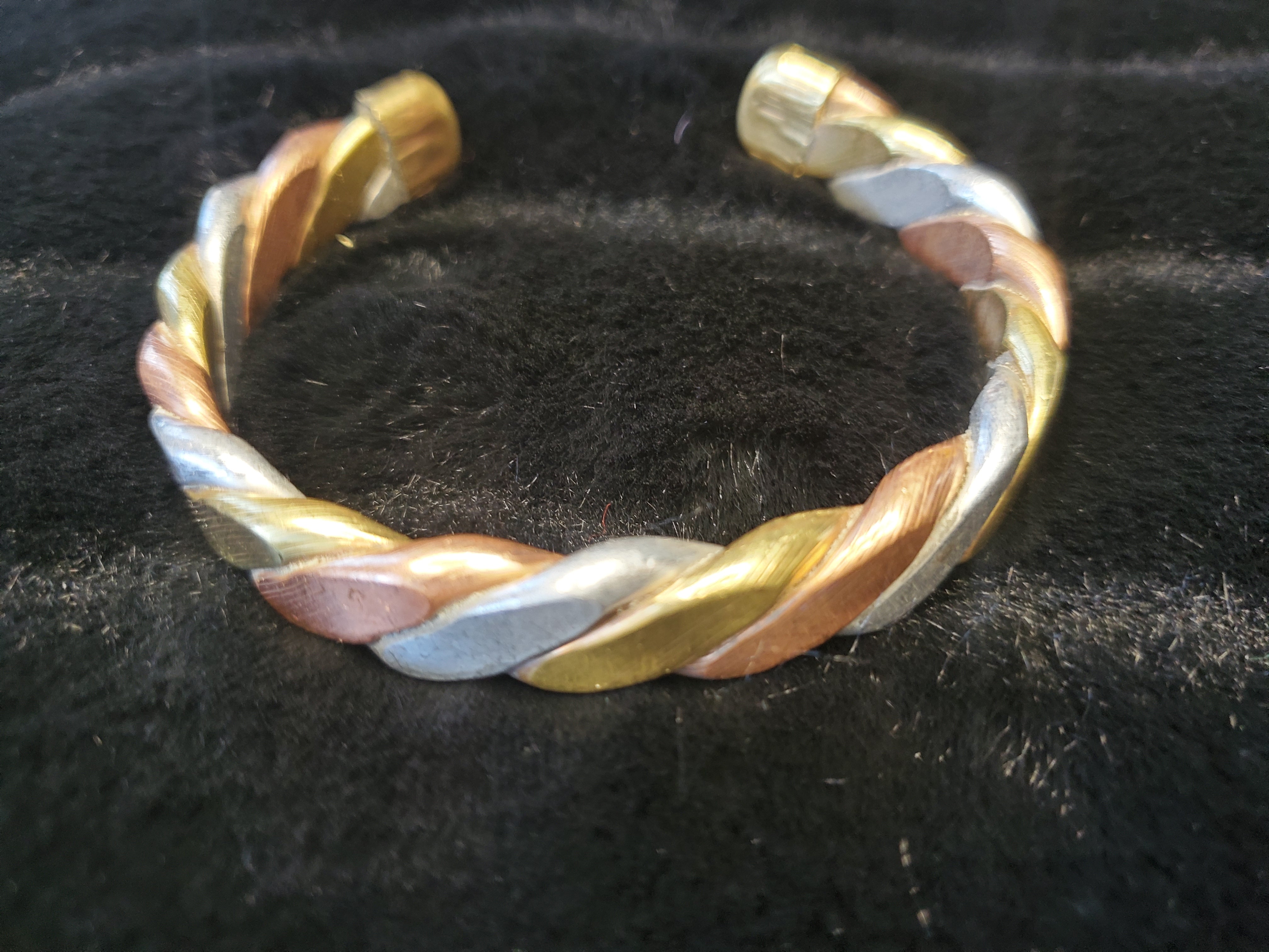 Pure Hazelle's Brass, Copper and Silver Twist Cuff Men's Bracelet